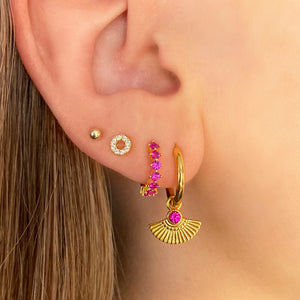 Estela - Gold White Zirconia Circular Earring