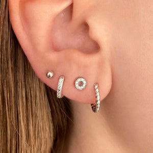Estela - Silver White Zirconia Circular Earring