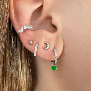 Caterina - Silver Green Heart Earring