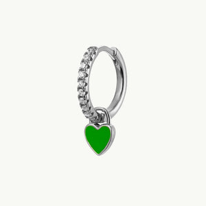 Caterina - Silver Green Heart Earring