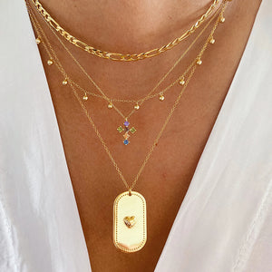Cardea - Cross Necklace Multicolored Gold Stones
