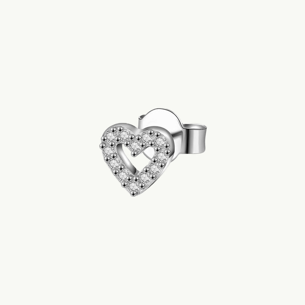 Riley - Zirconian Silver Heart Earrings