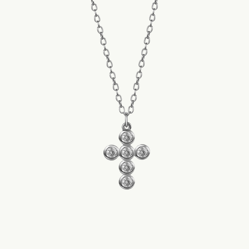Moira - Silver Zirconity Cross Necklace