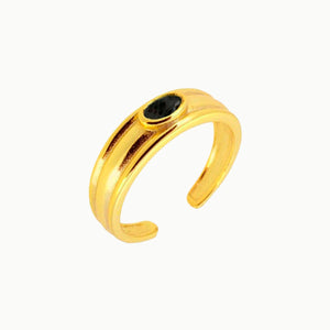 Flora - Black Stone Gold Ring